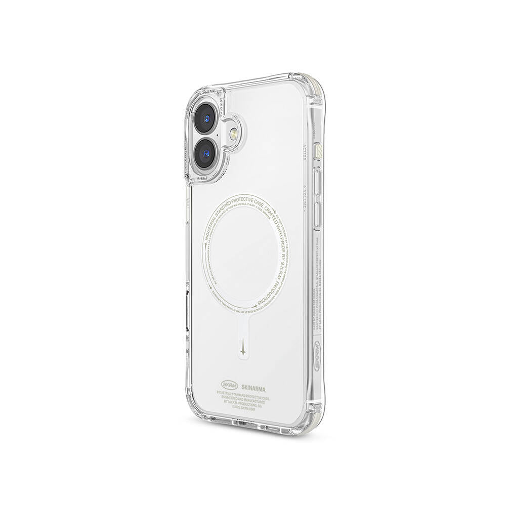 iPhone 16 Plus Kılıf M-safe Şarj Özellikli Şeffaf Airbag Tasarımlı Skinarma Saido Nightglow Kılıf