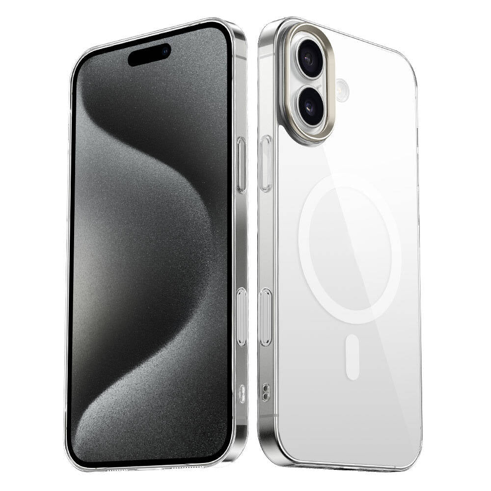 iPhone 16 Plus Kılıf M-safe Şarj Özellikli Şeffaf Cam Arka Yüzey Zore G-Glass Kılıf