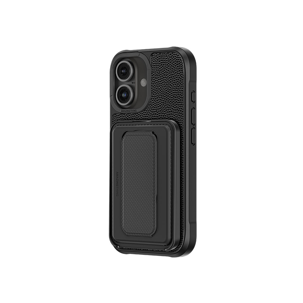 iPhone 16 Plus Kılıf M-safe Şarj Özellikli Standlı Kartlıklı Set Amazinghing Glamour Luxe Serisi Kılıf