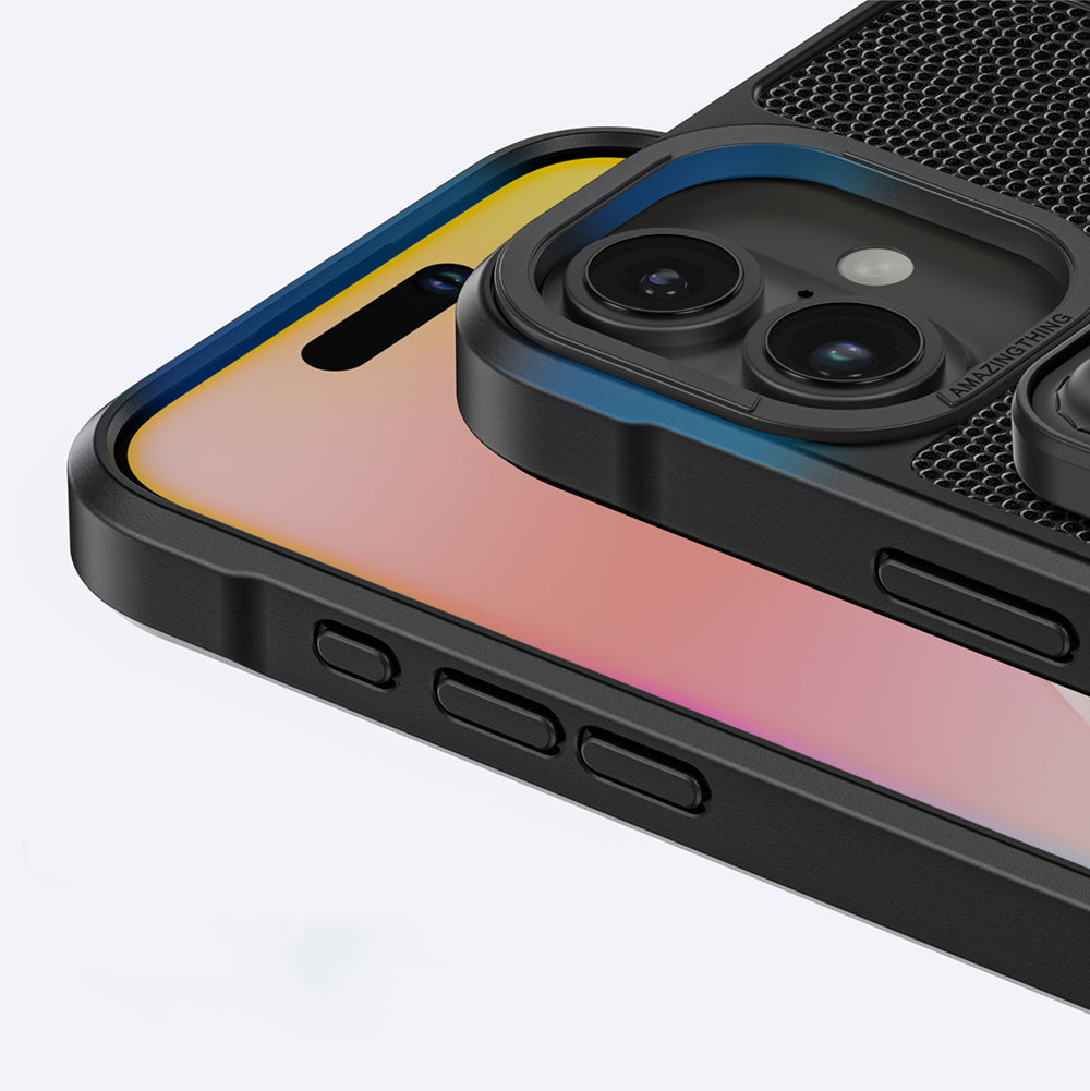 iPhone 16 Plus Kılıf M-safe Şarj Özellikli Standlı Kartlıklı Set Amazinghing Glamour Luxe Serisi Kılıf