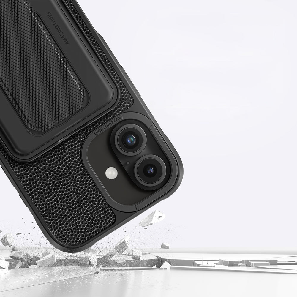 iPhone 16 Plus Kılıf M-safe Şarj Özellikli Standlı Kartlıklı Set Amazinghing Glamour Luxe Serisi Kılıf