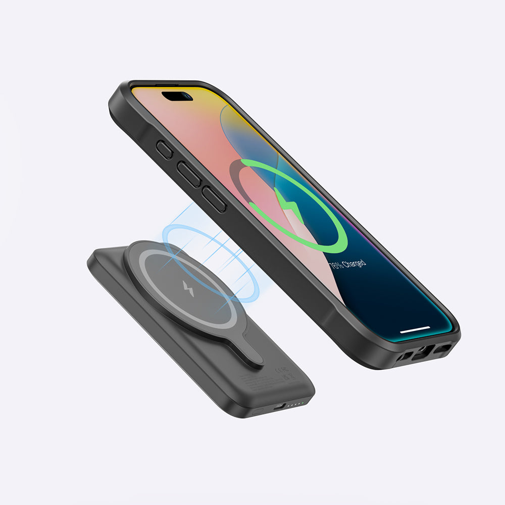 iPhone 16 Plus Kılıf M-safe Şarj Özellikli Standlı Kartlıklı Set Amazinghing Glamour Luxe Serisi Kılıf