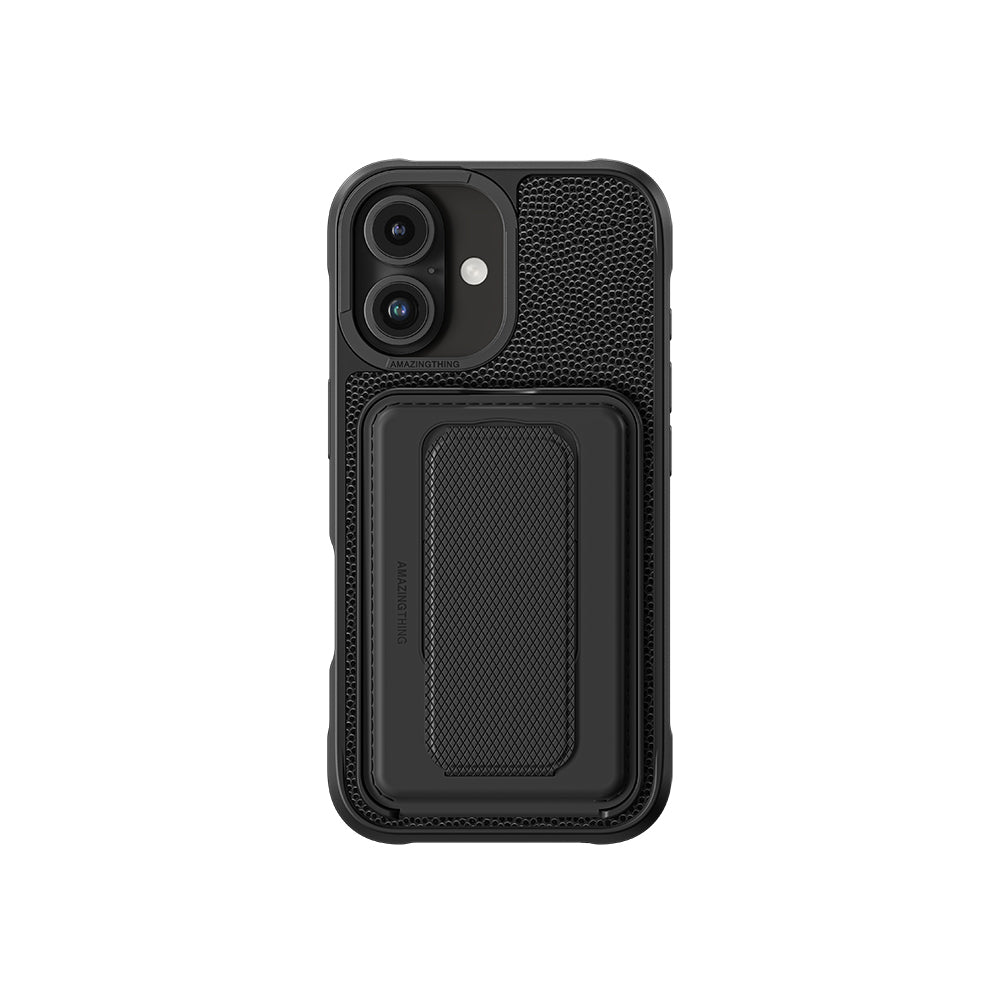 iPhone 16 Plus Kılıf M-safe Şarj Özellikli Standlı Kartlıklı Set Amazinghing Glamour Luxe Serisi Kılıf