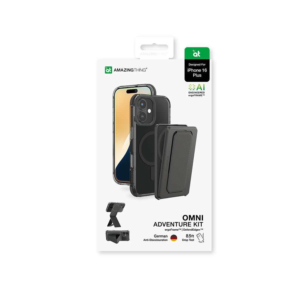 iPhone 16 Plus Kılıf M-safe Şarj Özellikli Standlı Set Amazingthing Omni Adventure Serisi Kılıf