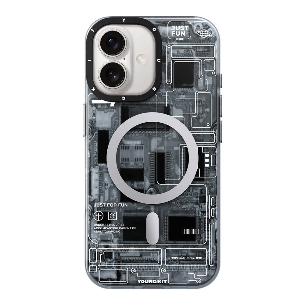 iPhone 16 Plus Kılıf M-safe Şarj Özellikli Youngkit Technology Serisi Kılıf