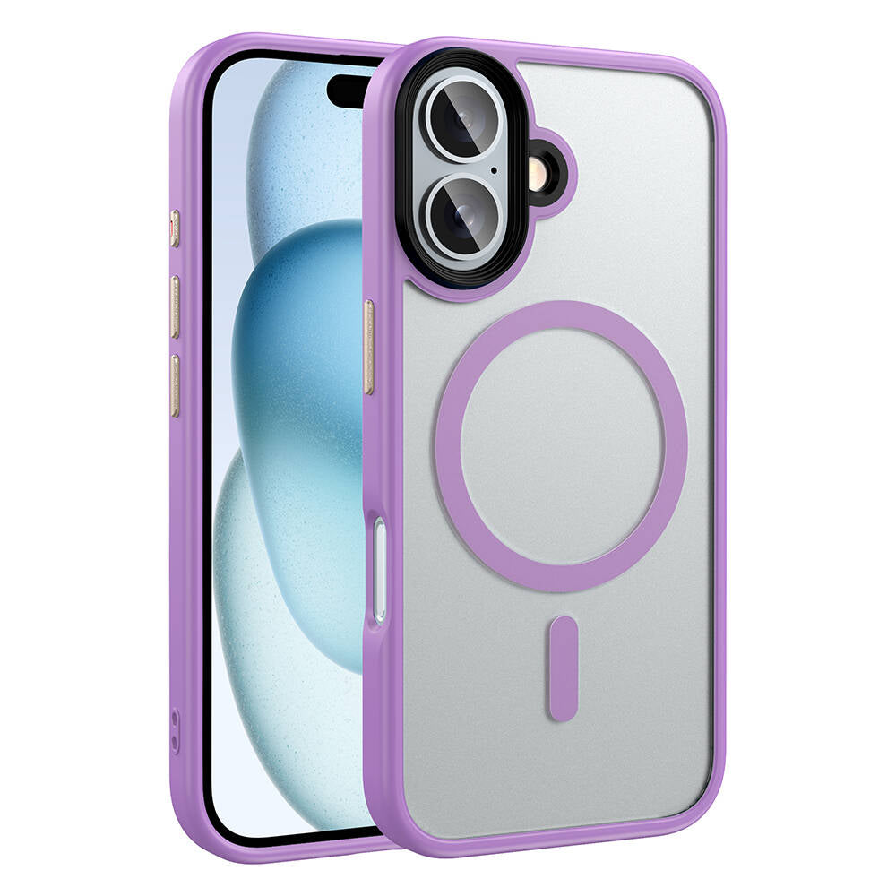 iPhone 16 Plus Kılıf Mat Arka Yüzey Wireless Şarj Özellikli Zore Flet M-safe Kılıf