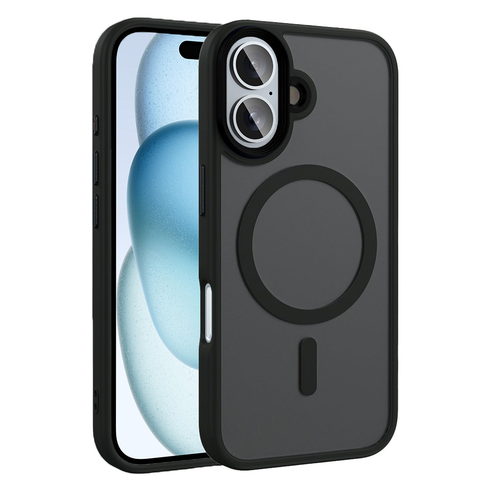 iPhone 16 Plus Kılıf Mat Arka Yüzey Wireless Şarj Özellikli Zore Flet M-safe Kılıf