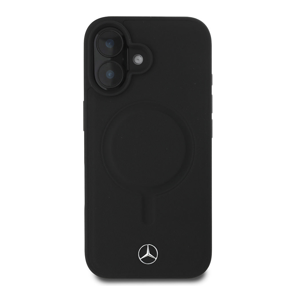 iPhone 16 Plus Kılıf Mercedes Benz M-safe Şarj Özellikli Yumuşak Deri Orijinal Lisanslı Kılıf