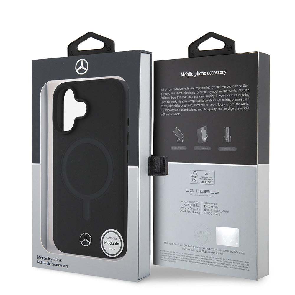 iPhone 16 Plus Kılıf Mercedes Benz M-safe Şarj Özellikli Yumuşak Deri orijinal Lisanslı Kılıf