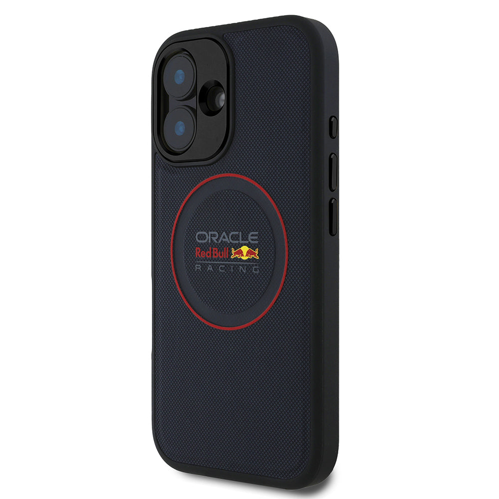 iPhone 16 Plus Kılıf Redbull Orijinal Lisanslı M-safe Şarj Özellikli Kırmızı Halka ve Logo Kabartmalı PU Deri Kılıf