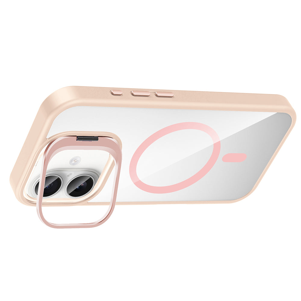 iPhone 16 Plus Kılıf Standlı ve Kamera Lens Hediyeli M-Safe Şarj Özellikli Zore Etro Kılıf