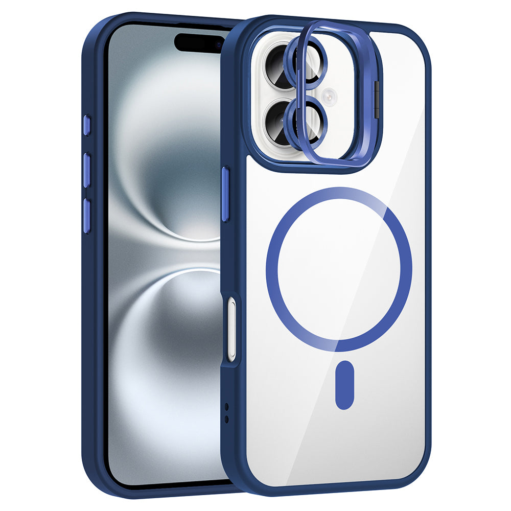 iPhone 16 Plus Kılıf Standlı ve Kamera Lens Hediyeli M-Safe Şarj Özellikli Zore Etro Kılıf
