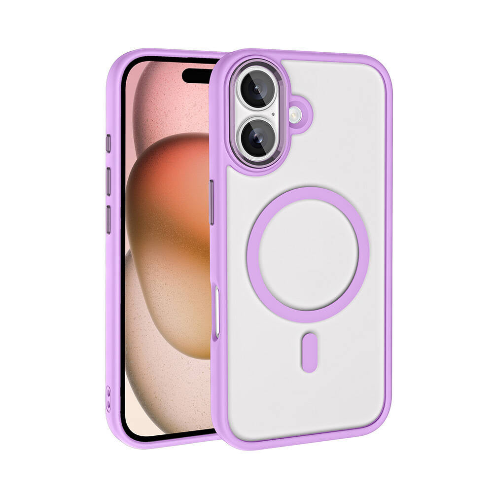 iPhone 16 Plus Kılıf Wireless Şarj Özellikli Zore Krom M-safe Silikon Kılıf