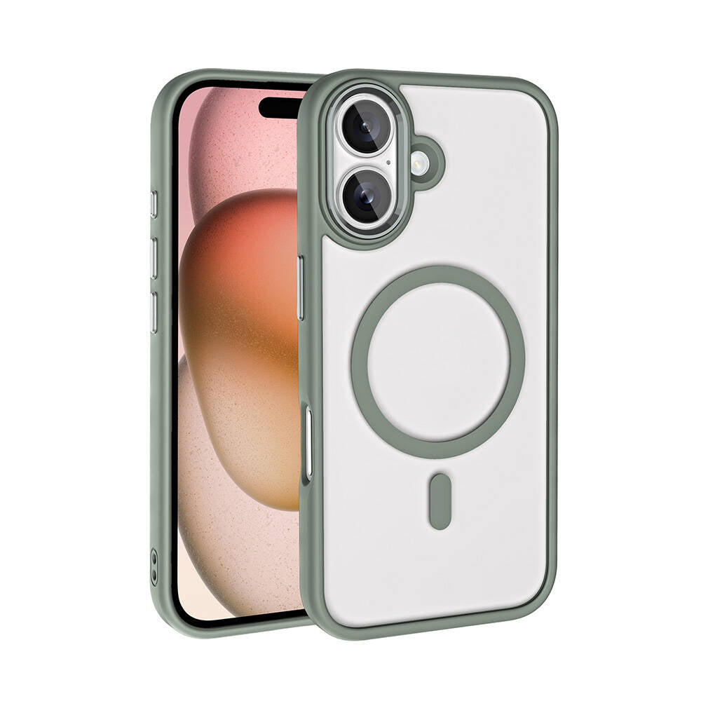 iPhone 16 Plus Kılıf Wireless Şarj Özellikli Zore Krom M-safe Silikon Kılıf