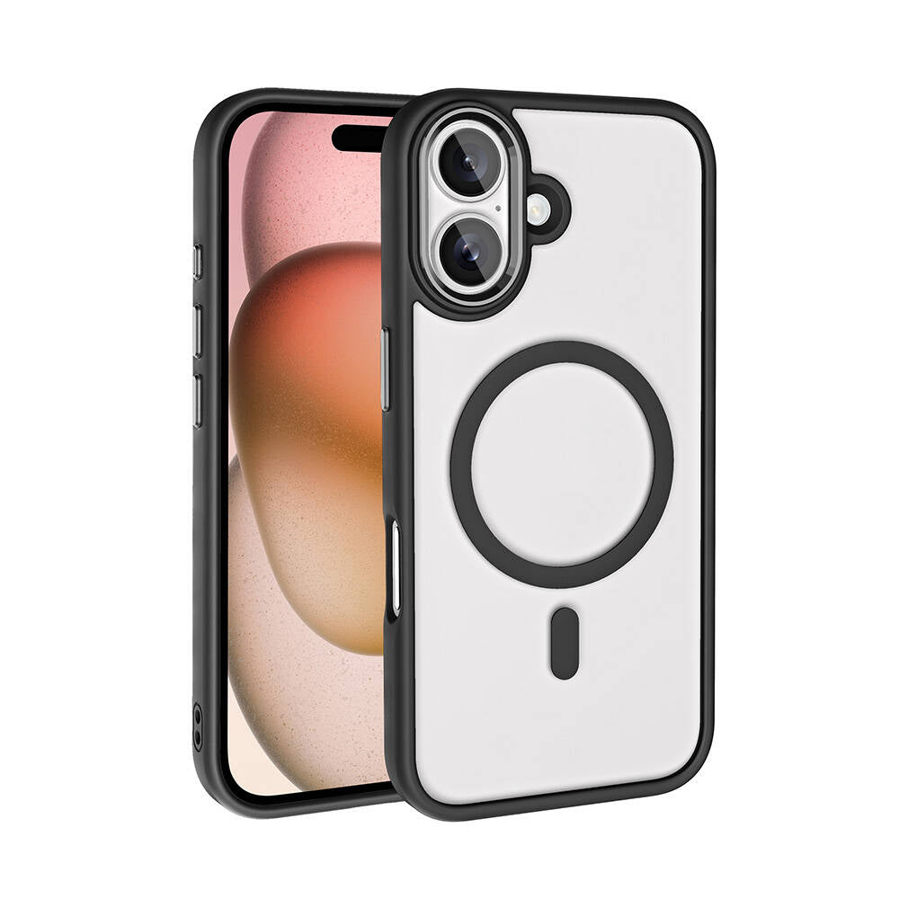 iPhone 16 Plus Kılıf Wireless Şarj Özellikli Zore Krom M-safe Silikon Kılıf