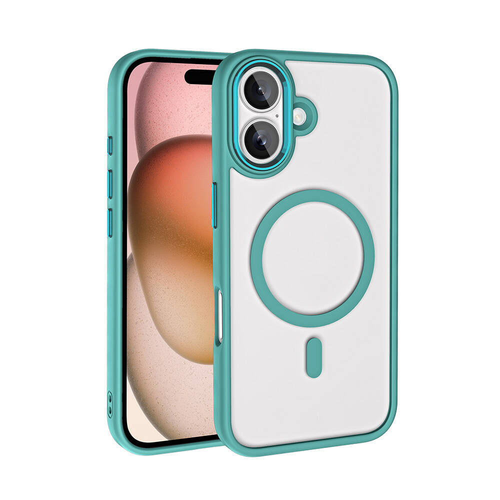 iPhone 16 Plus Kılıf Wireless Şarj Özellikli Zore Krom M-safe Silikon Kılıf