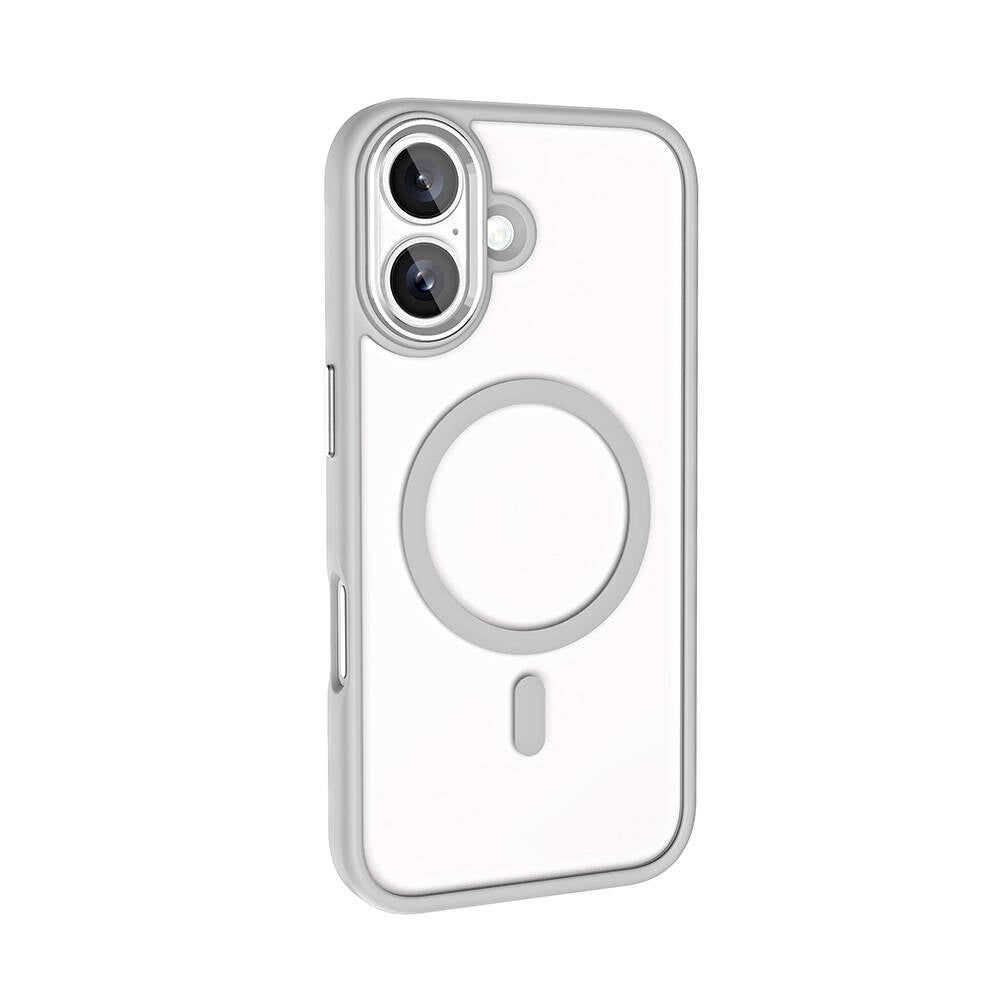 iPhone 16 Plus Kılıf Wireless Şarj Özellikli Zore Krom M-safe Silikon Kılıf