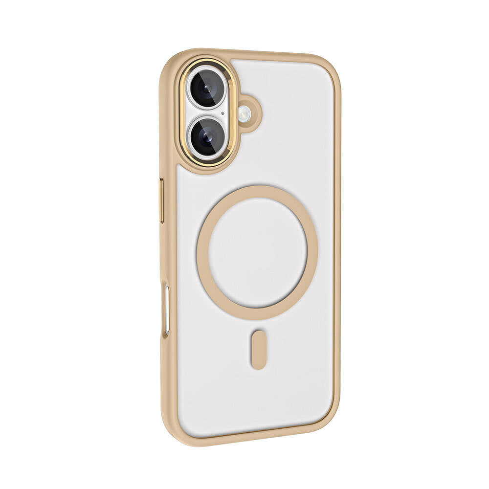 iPhone 16 Plus Kılıf Wireless Şarj Özellikli Zore Krom M-safe Silikon Kılıf