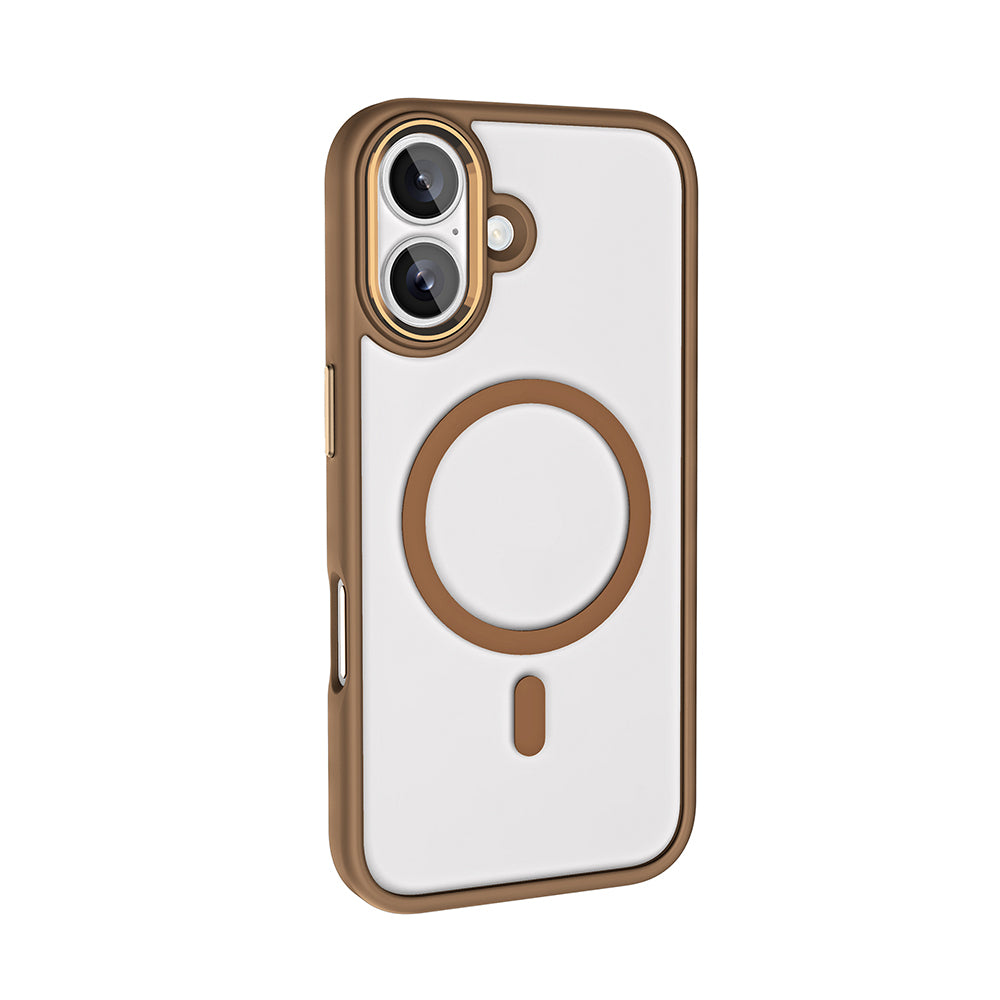 iPhone 16 Plus Kılıf Wireless Şarj Özellikli Zore Krom M-safe Silikon Kılıf