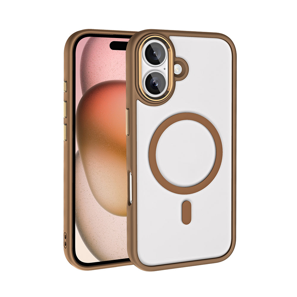 iPhone 16 Plus Kılıf Wireless Şarj Özellikli Zore Krom M-safe Silikon Kılıf