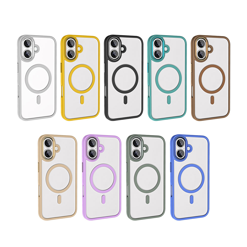 iPhone 16 Plus Kılıf Wireless Şarj Özellikli Zore Krom M-safe Silikon Kılıf