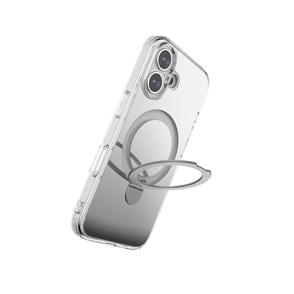 iPhone 16 Plus M-safe Şarj Özellikli Kılıf Raptic Air Stand Serisi Aynalı Arka Yüzey Standlı Kılıf