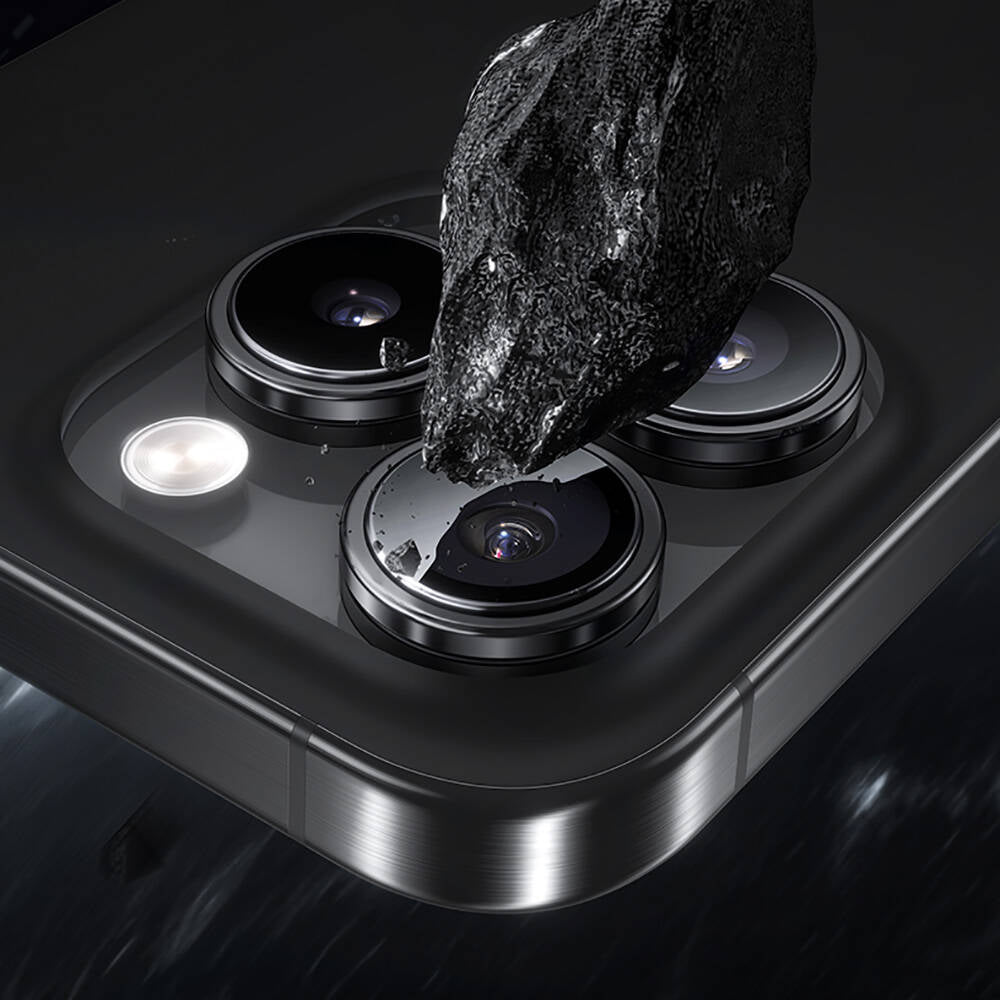 iPhone 16 Pro Benks Parlama Önleyici Glass Warrior Metal Kamera Lens Koruyucu