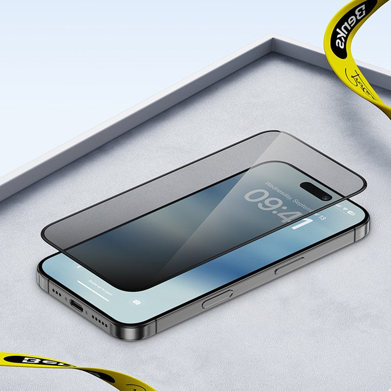 iPhone 16 Pro Benks Ultra İnce Kenarlı Privacy Hayalet Ekran Koruyucu + Kolay Uygulama Aparatlı
