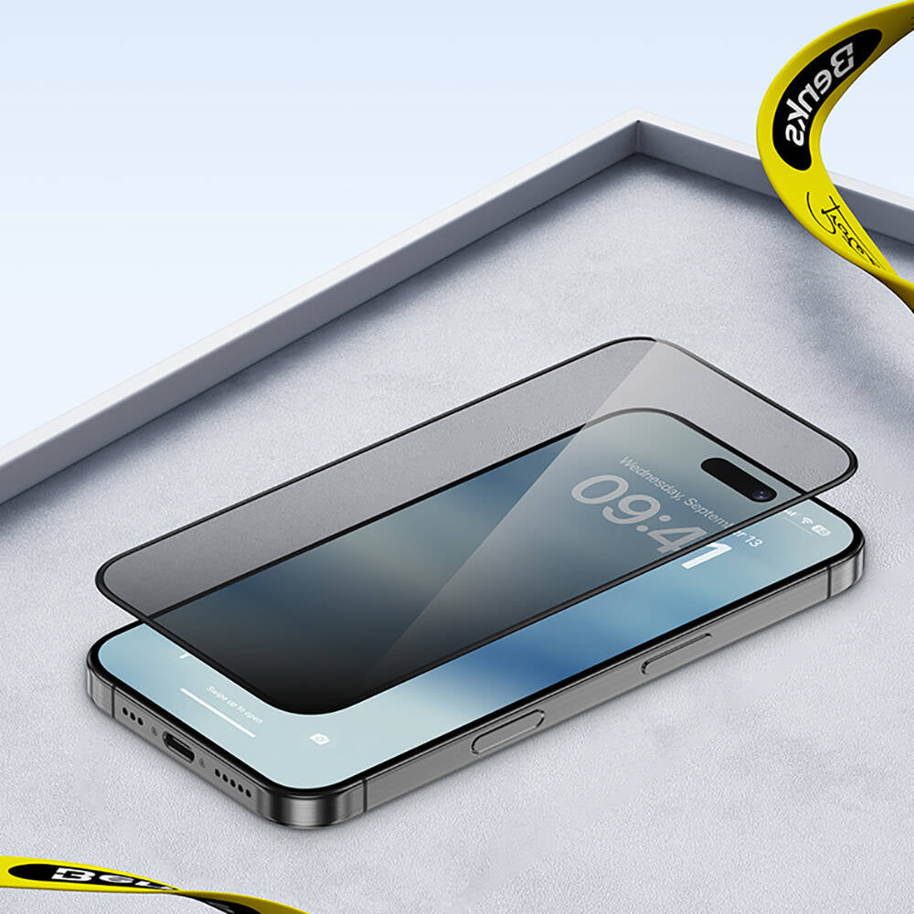 iPhone 16 Pro Benks Ultra Shield 0.3mm Privacy Ekran Koruyucu + Kolay Uygulama Aparatlı