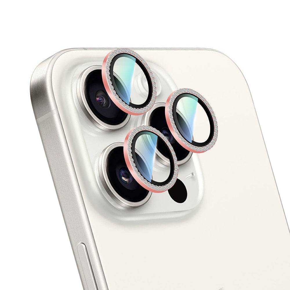 iPhone 16 Pro CaseWorld Alloy Sparkling Diamond Serisi Taşlı Lens Koruyucu