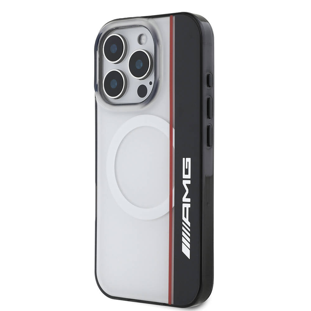 iPhone 16 Pro Kılıf AMG Orijinal Lisanslı M-safe Şarj Özellikli IML Baskı Logolu Çift Katmanlı Bow Lines Kılıf