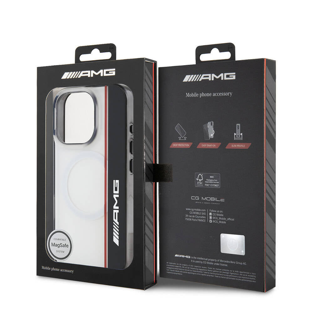 iPhone 16 Pro Kılıf AMG orijinal Lisanslı M-safe Şarj Özellikli IML Baskı Logolu Çift Katmanlı Bow Lines Kılıf