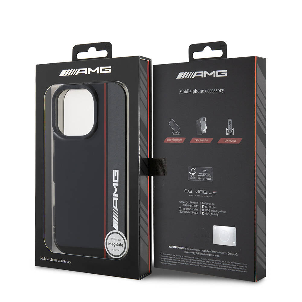 iPhone 16 Pro Kılıf AMG orijinal Lisanslı M-safe Şarj Özellikli IML Baskı Logolu Çift Katmanlı Bow Lines Kılıf