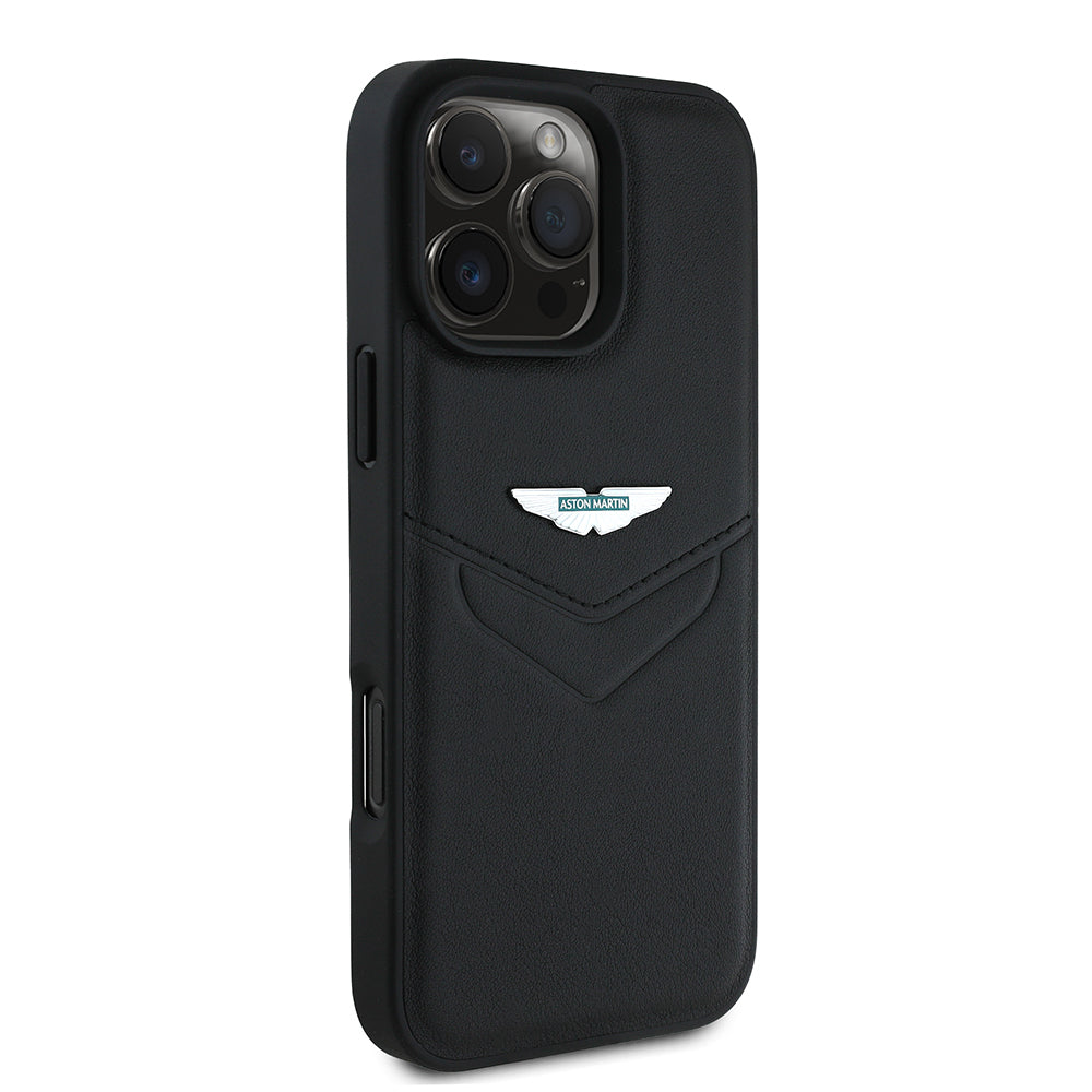 iPhone 16 Pro Kılıf Aston Martin Orijinal Lisanslı Victory Dizayn PU Deri Metal Logolu Kılıf