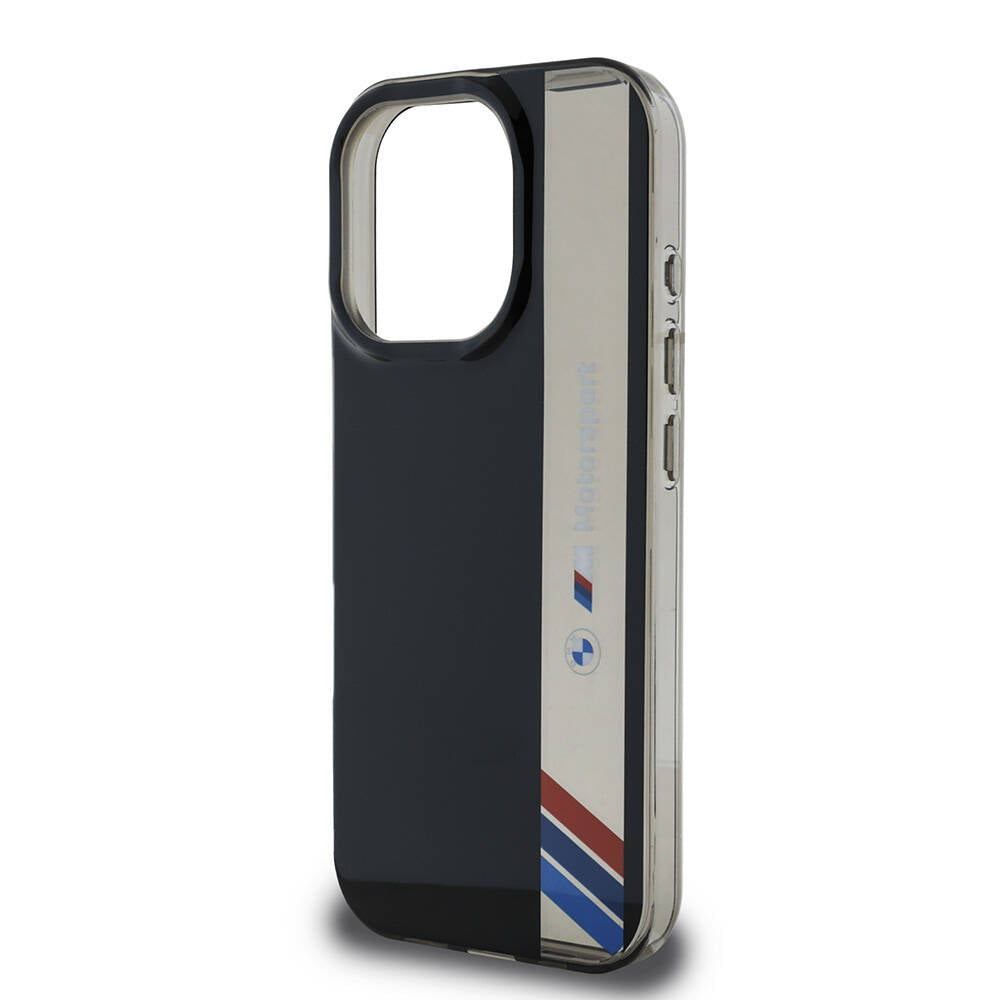 iPhone 16 Pro Kılıf BMW Orijinal Lisanslı M Logolu Üç Renk Çizgili Motorsport Vertical Stripe Kılıf