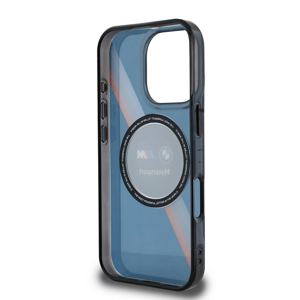 iPhone 16 Pro Kılıf BMW Orijinal Lisanslı M-safe Şarj Özellikli M Logolu Üç Renk Çizgili Motorsport Circle Kılıf