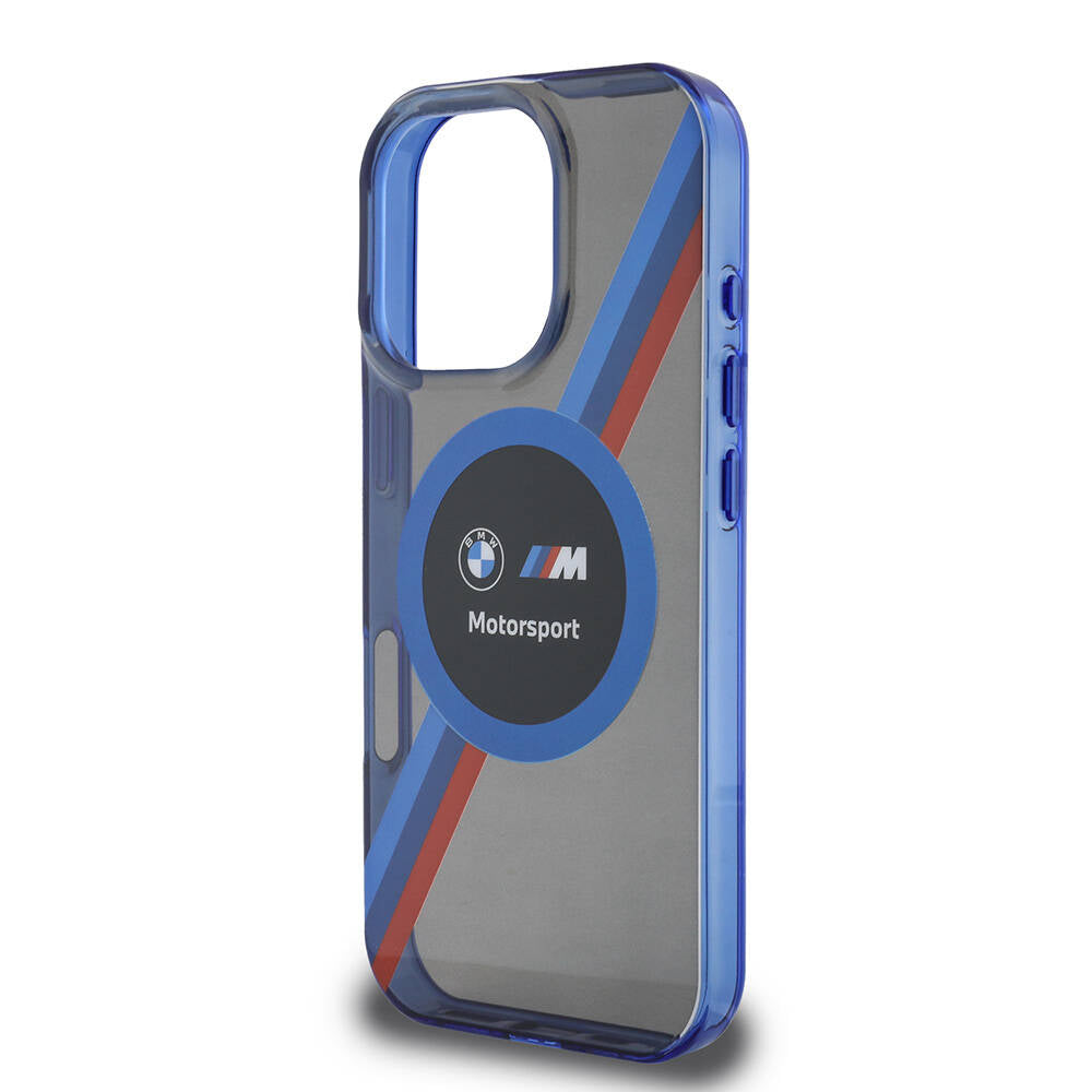 iPhone 16 Pro Kılıf BMW Orijinal Lisanslı M-safe Şarj Özellikli M Logolu Üç Renk Çizgili Motorsport Circle Kılıf