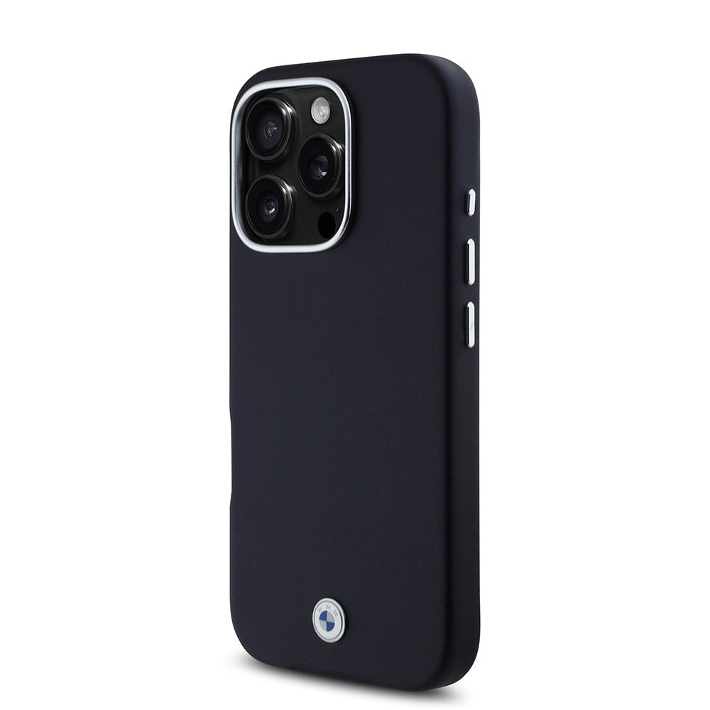iPhone 16 Pro Kılıf BMW Orijinal Lisanslı M-safe Şarj Özellikli Metal Logolu Tam Kaplama Deri Kılıf