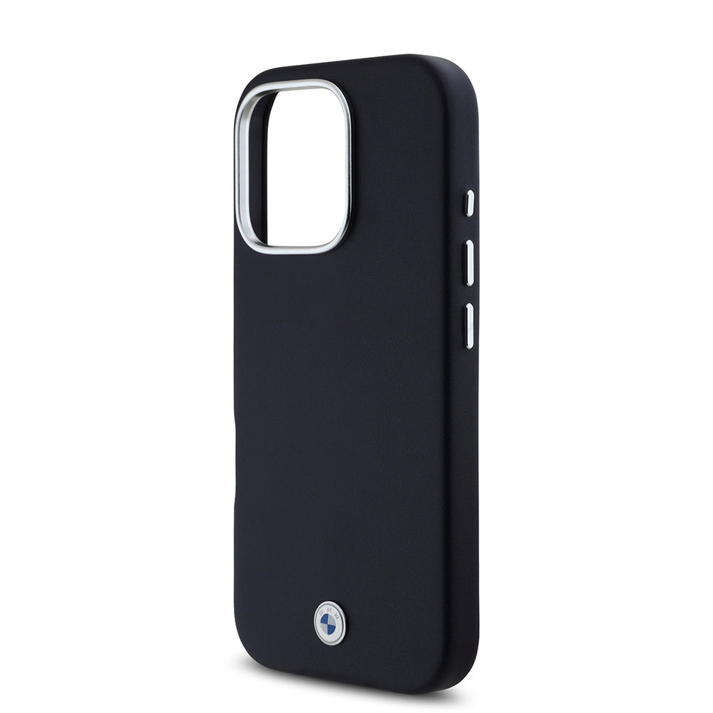 iPhone 16 Pro Kılıf BMW Orijinal Lisanslı M-safe Şarj Özellikli Metal Logolu Tam Kaplama Deri Kılıf