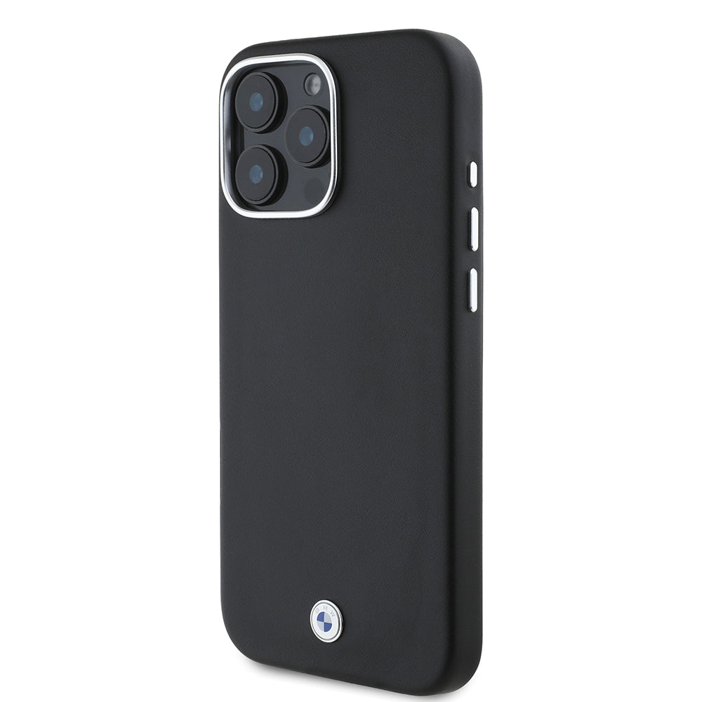 iPhone 16 Pro Kılıf BMW Orijinal Lisanslı M-safe Şarj Özellikli Metal Logolu Tam Kaplama Deri Kılıf