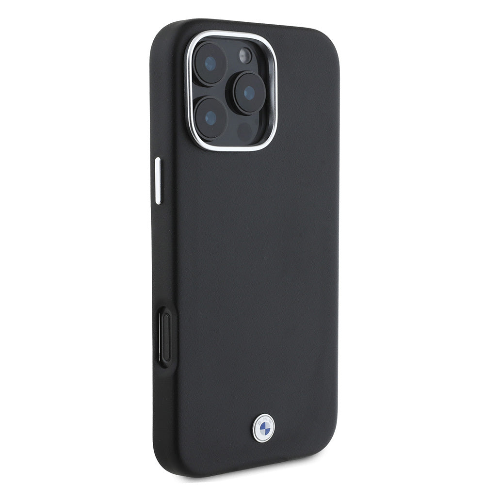 iPhone 16 Pro Kılıf BMW Orijinal Lisanslı M-safe Şarj Özellikli Metal Logolu Tam Kaplama Deri Kılıf