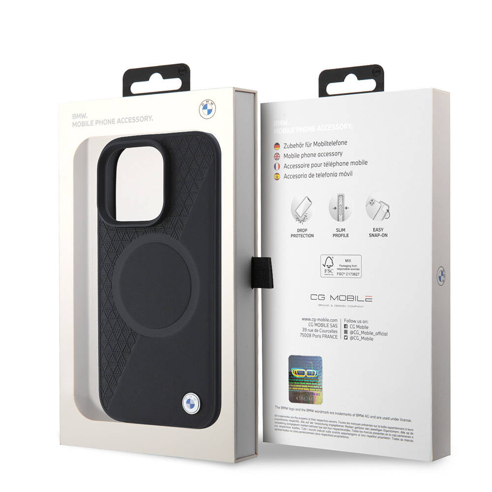 iPhone 16 Pro Kılıf BMW Orijinal Lisanslı M-safe Şarj Özellikli Metal Logolu Yarım Dokulu Circle Deri Kılıf