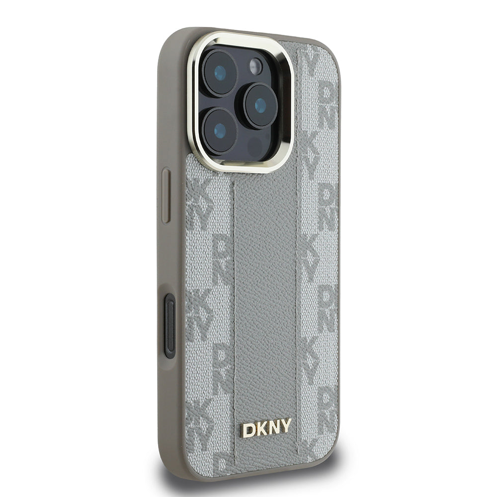 iPhone 16 Pro Kılıf DKNY Orijinal Lisanslı M-safe Şarj Özellikli 3D Yazılı Checkered Pattern Kılıf