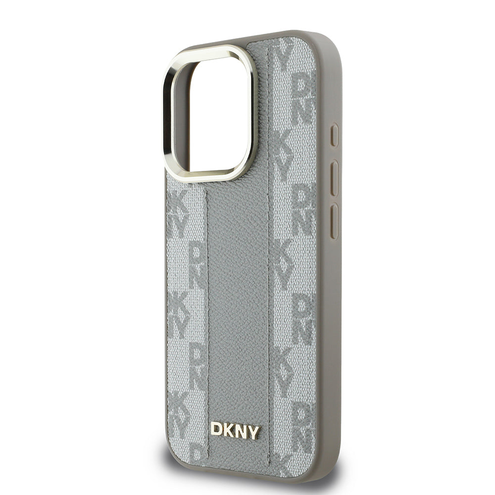 iPhone 16 Pro Kılıf DKNY Orijinal Lisanslı M-safe Şarj Özellikli 3D Yazılı Checkered Pattern Kılıf
