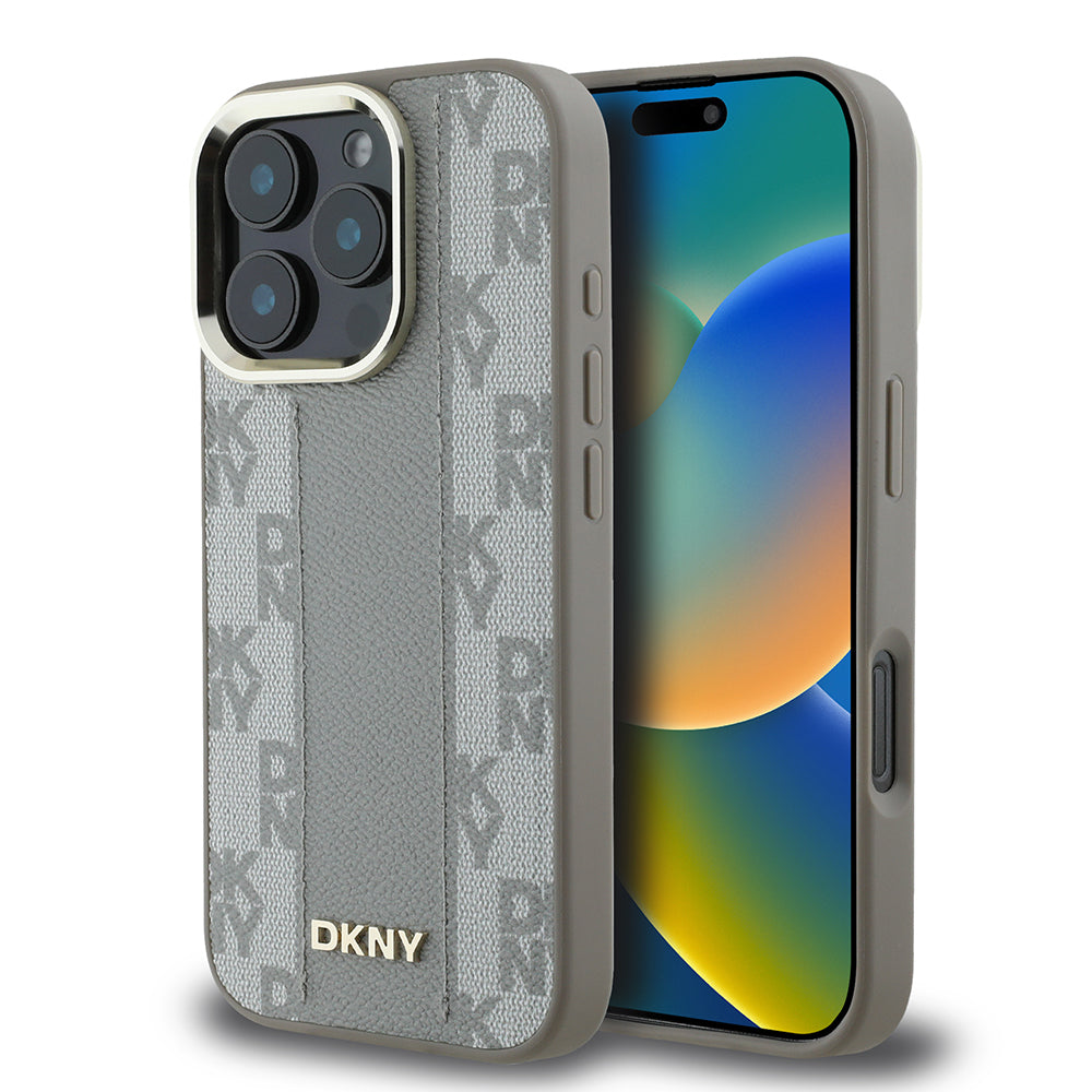 iPhone 16 Pro Kılıf DKNY Orijinal Lisanslı M-safe Şarj Özellikli 3D Yazılı Checkered Pattern Kılıf