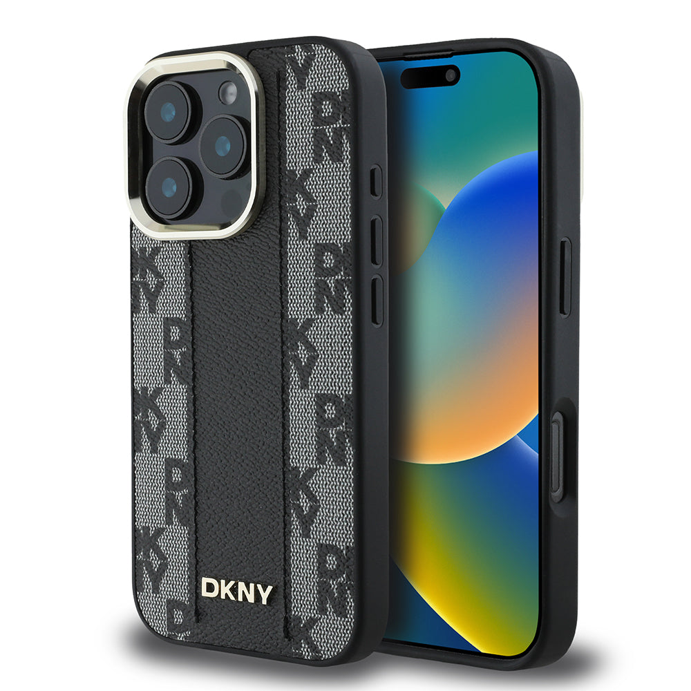 iPhone 16 Pro Kılıf DKNY Orijinal Lisanslı M-safe Şarj Özellikli 3D Yazılı Checkered Pattern Kılıf