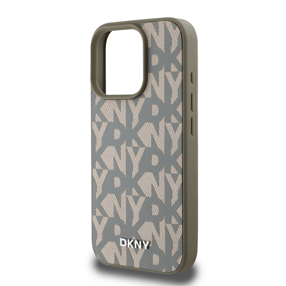 iPhone 16 Pro Kılıf DKNY Orijinal Lisanslı M-safe Şarj Özellikli 3D Yazılı Grid Pattern Kılıf