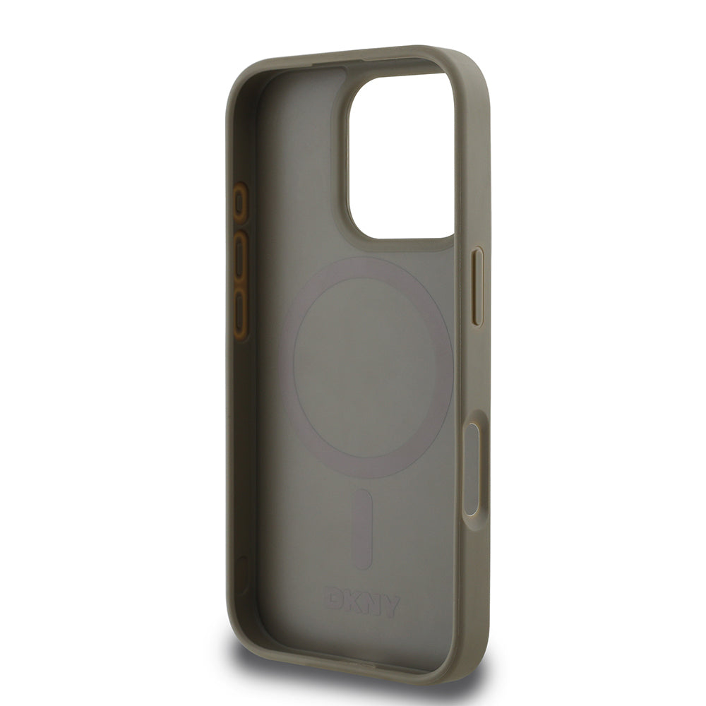 iPhone 16 Pro Kılıf DKNY Orijinal Lisanslı M-safe Şarj Özellikli 3D Yazılı Grid Pattern Kılıf