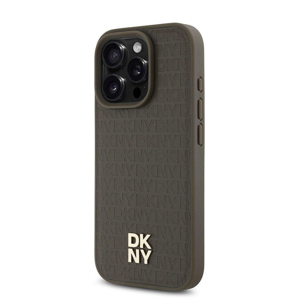 iPhone 16 Pro Kılıf DKNY Orijinal Lisanslı M-safe Şarj Özellikli 3D Yazılı Repeat Pattern Kılıf