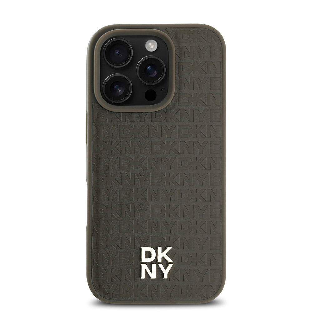 iPhone 16 Pro Kılıf DKNY Orijinal Lisanslı M-safe Şarj Özellikli 3D Yazılı Repeat Pattern Kılıf